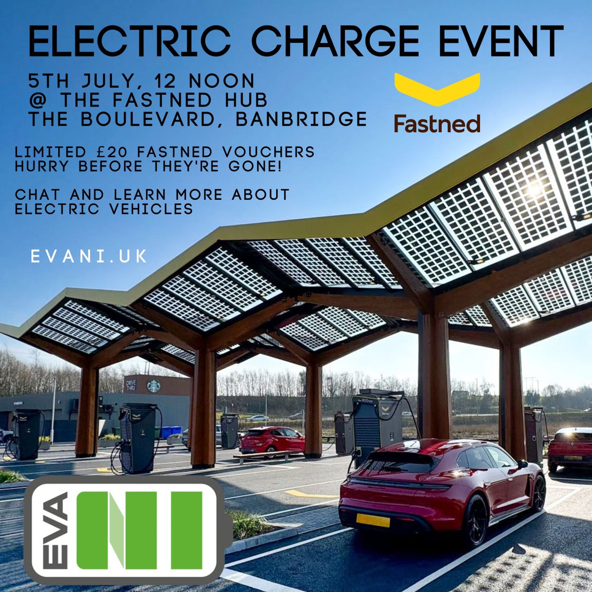 nievowners's tweet photo. 🚨 EVANI members! Grab a FREE £20 @Fastned  charging voucher ⚡

Come to Fastned Banbridge this Sat (05/07/25) for a chance to grab one – limited supply! 🏃‍♂️💨

Not a member? Join FREE here 👉 
https://t.co/CmM8Pzz5Qe

#EVANI #EVcharging #Fastned #EVdrivers https://t.co/UYYG2YaAUL