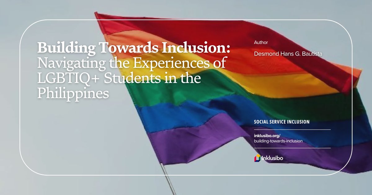 Free Publication | #InclusiveEducation #Pride #SocialServiceInclusion

Inklusibo launches its newest publication entitled "Building Towards Inclusion: Navigating the Experiences of LGBTIQ+ Students in the Philippines". 

Download the publication here: inklusibo.org/building-towar…