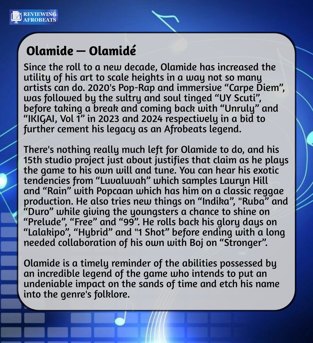 Reviewing Afrobeats. tweet media