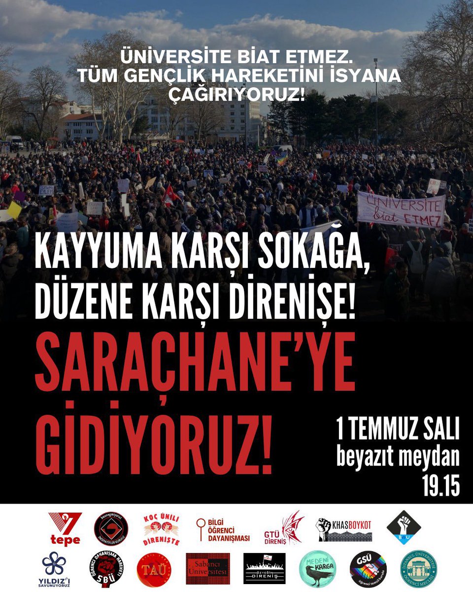 100. günde Saraçhane’ye geri dönüyoruz.

Akademi biat etmeyecek, AKP halka hesap verecek.

Susmuyoruz, korkmuyoruz, itaat etmiyoruz!