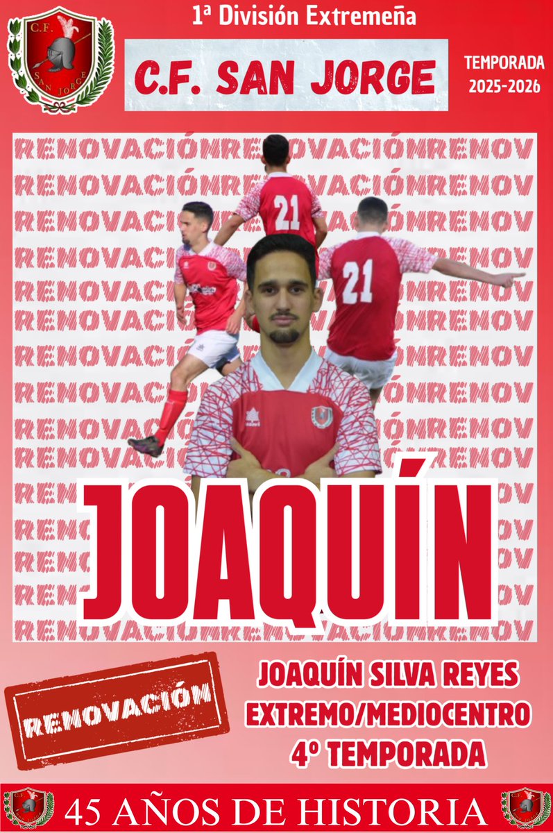 cfsanjorge's tweet photo. RENOVACIONES 🔴⚪

Doble renovación para comenzar la semana 🙌🏼

Joaquín y Jorge seguirán defendiendo nuestros colores esta temporada, aportando sus cualidades en sus respectivas posiciones en el campo.

¡Vamos @JorgeSanchz98, @joaquiinsilva 💪🏼!

Aúpa San Jorge 🔴⚪ https://t.co/SViF8nmMZY