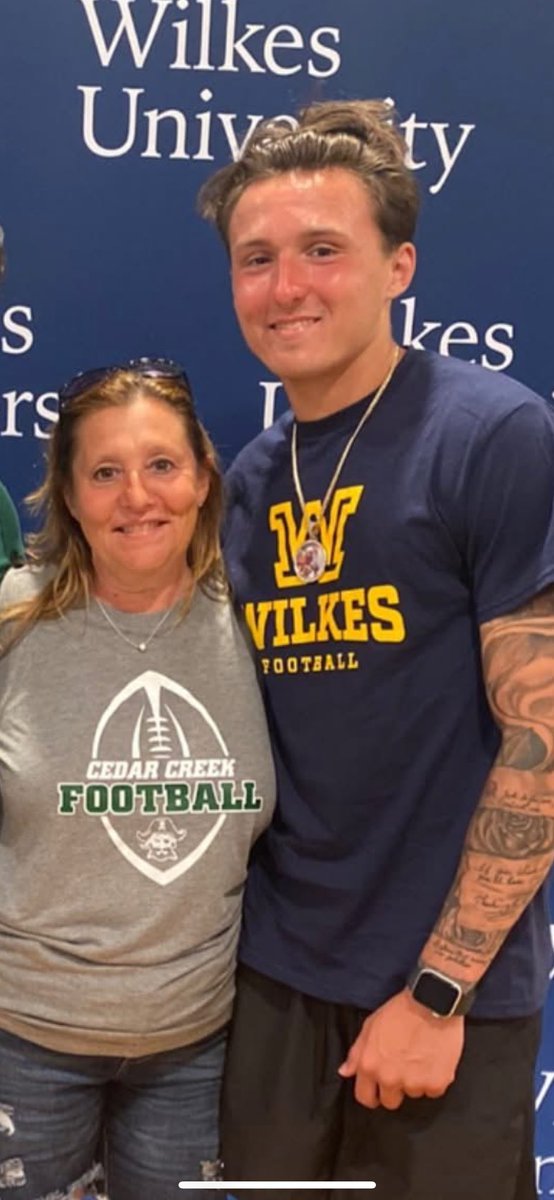 Forever my #pirate 💚 second year of college ready! 
Wilkes 
💙💛 🏈 My QB