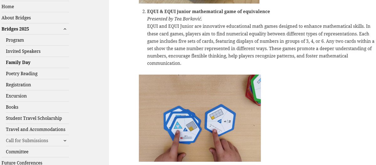 EQUI i EQUI Junior are coming to Eindhoven to Bridges 2025 conference! 
bridgesmathart.org/b2025/bridges-…

#Bridges2025 #MatematikaIUmjetnost #alfa #EQUI #EQUIJunior #Eindhoven #ObiteljskiDan