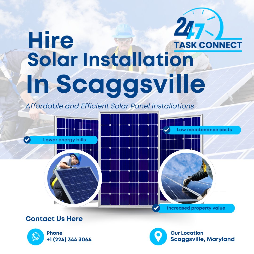 task_247's tweet image. 📞 Call Now: +1 (224) 344 3064
247taskconnect.com/hire-solar-ins…
☀️ Go Green with Solar Power in Scaggsville!
🔋 Residential &amp;amp; Commercial Solar Systems
⚡ Energy-Efficient Setup
#ScaggsvilleSolar #247TaskConnect #SolarInstallation #GoGreen #CleanEnergy #RenewablePower #SolarPanels #Eco