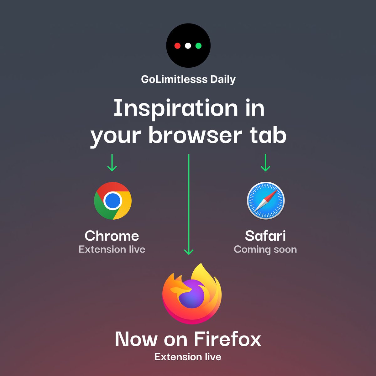 GoLimitless Daily - Inspiration and wisdom on your browser tab. Refreshed everyday.

Get the Browser extension for Chrome &amp; Firefox 👇
dub.sh/extensions