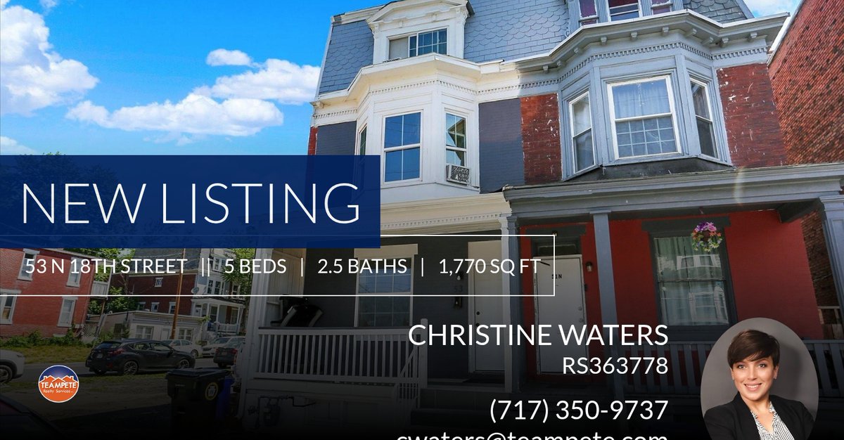 TeamPeteRealty's tweet photo. 💥 Just Listed 💥 Take a look at this fantastic new property that just hit the market located at 53 N 18th Street in Harrisburg. Reach out here or at (717) 350-9737 for more information

TeamPete Realty Services
Office: 717-6... https://t.co/BPKg6NJsKv https://t.co/6zFgss1zYV