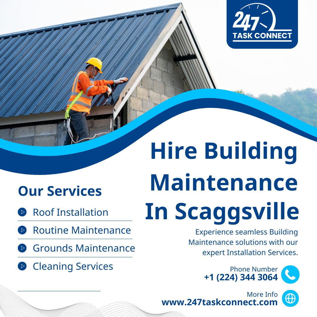 task_247's tweet image. 📞 Call Now: +1 (224) 344 3064
247taskconnect.com/hire-building-…
🏢 Need Dependable Building Maintenance in Scaggsville?
🔧 General Repairs &amp;amp; Inspections
🧹 Janitorial &amp;amp; Cleaning Services
⚡ Electrical, Plumbing
#ScaggsvilleMaintenance #247TaskConnect #BuildingCare #FacilityManagement