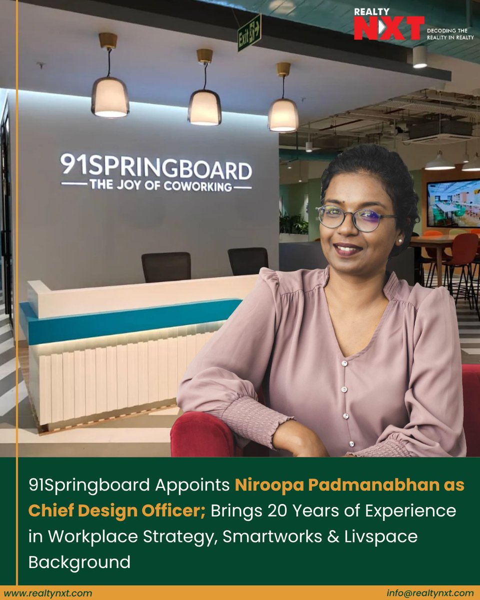 RealtyNXT's tweet image. #News | New faces. Fresh vision. 
#91Springboard brings in top talent from Smartworks, Livspace, WeWork, CondéNast &amp;amp; more to supercharge growth.

Meet the leaders driving India’s coworking future👇

#RealtyNXT #LeadershipUpdate #StartupIndia #WorkplaceRevolution