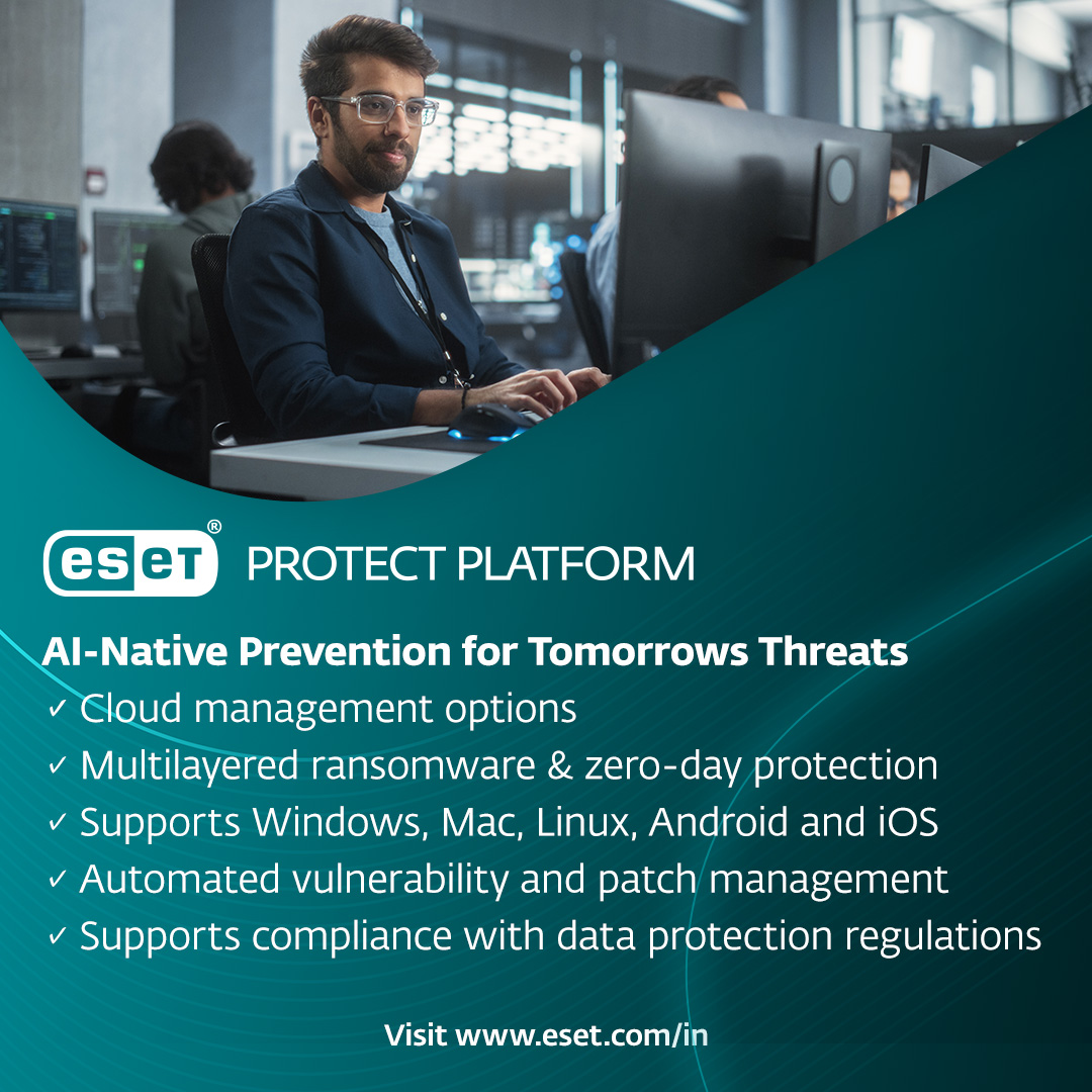 dterminalIN's tweet photo. Secure your business against cyberthreats with ESET PROTECT Platform - a unified, AI-native cybersecurity solutions built to safeguard your operations in real time.
👉 Discover how ESET PROTECT keeps your business safe: https://t.co/caOR361fgl
#ESET #ESETPROTECT https://t.co/dnnerzxx8R