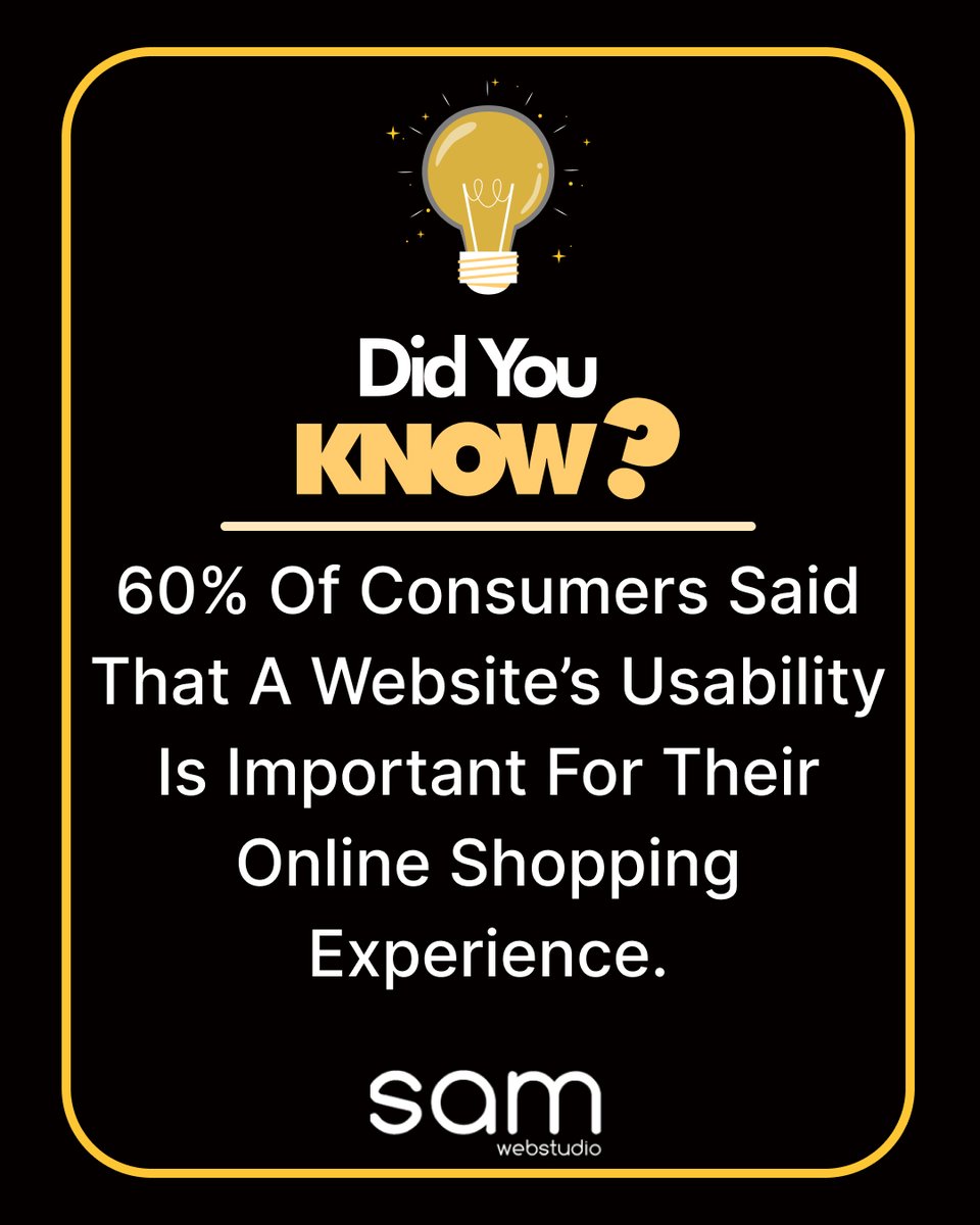 samwebstudio's tweet image. 60% Of Consumers Said That A Website’s Usability Is Important For Their Online Shopping Experience.
☎️Contact us: +91-9968353570
➡️Visit us: samwebstudio.com
.
#facts #didyouknow #webdesignfacts #websitefacts #webdesign #websiteservices #webdesignservices #webdesignagency