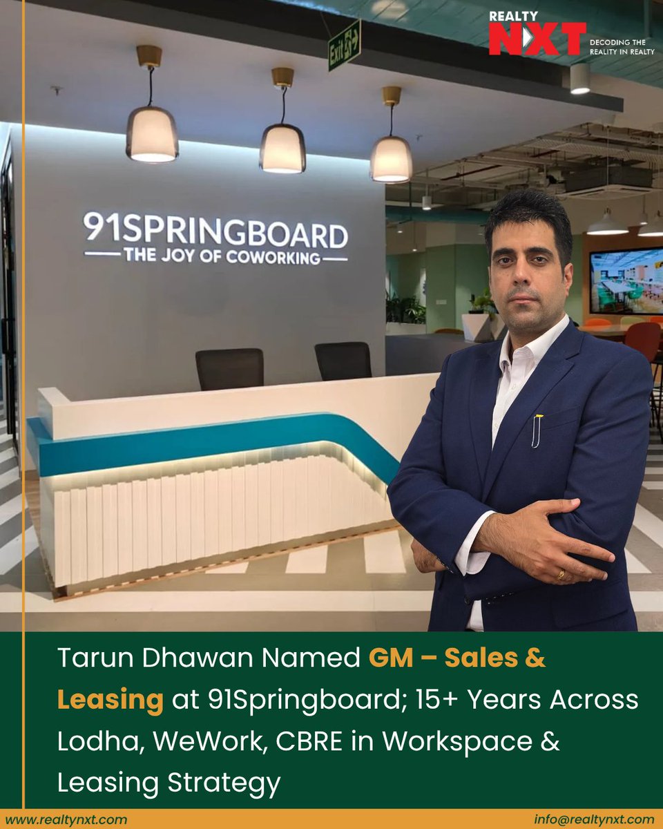 RealtyNXT's tweet image. #News | New faces. Fresh vision. 
#91Springboard brings in top talent from Smartworks, Livspace, WeWork, CondéNast &amp;amp; more to supercharge growth.

Meet the leaders driving India’s coworking future👇

#RealtyNXT #LeadershipUpdate #StartupIndia #WorkplaceRevolution