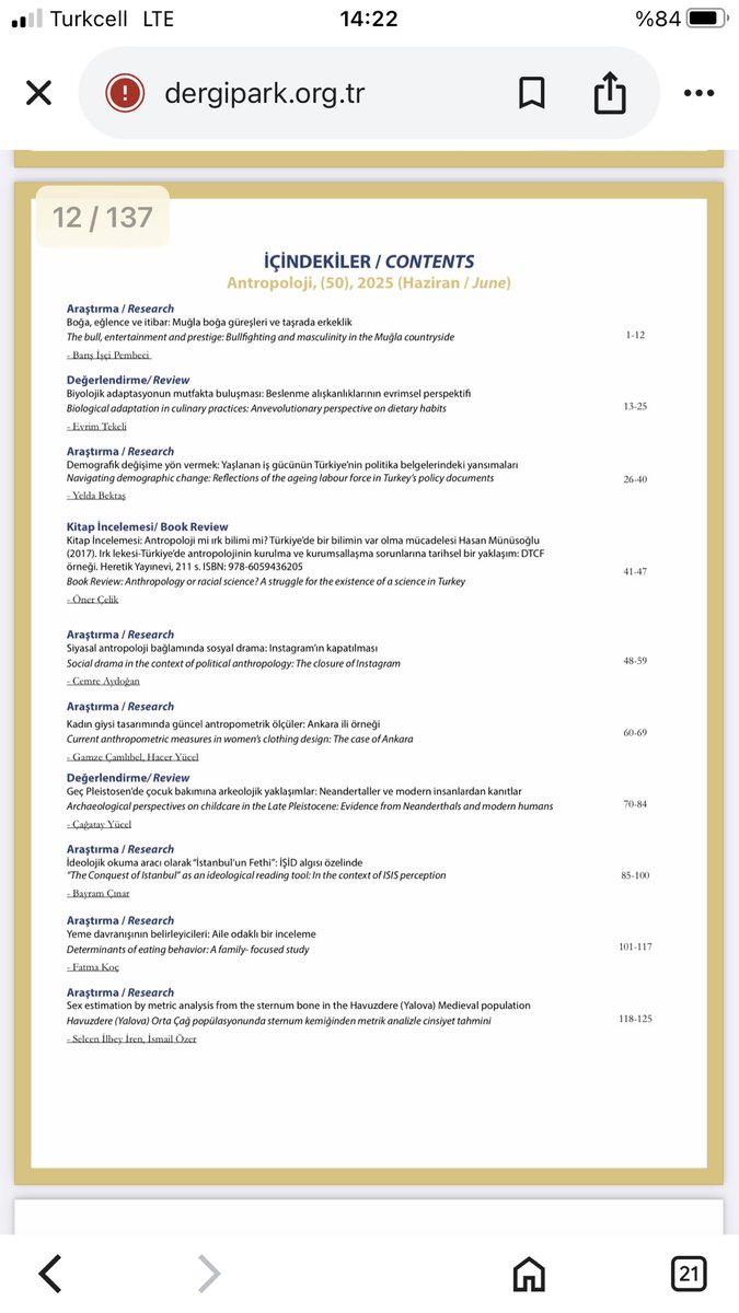 Antropoloji Dergisi 50. Sayısı yayınlandı. Başta Editör Yrdımcıları Dr. Öznur Gülhan, Dr. Sibel Önal, Dr. Ece Eren Kural, Araş. Gör. Berna Küçükoğlu, Mizampaj ed. Nihan Keler Sekreter Araş. Gör. Esra Başköy olmak üzere, tüm editörlerimiz ve hakemlerimize teşekkür ediyorum.