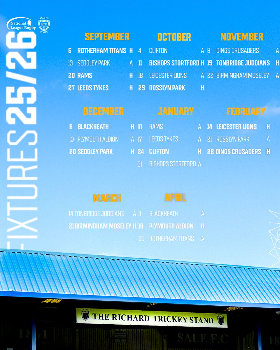 Sale FC Rugby (@salefc) on Twitter photo 2025/26 Fixtures are here 🚨
Add them to your diary too 👉 salefc.com/fixtures-2025-…
Which one is going straight into the diary ?! 👀
<a href="/Natleague_rugby/">National League Rugby</a> 2025/26 Fixtures are here 🚨
Add them to your diary too 👉 salefc.com/fixtures-2025-…
Which one is going straight into the diary ?! 👀
<a href="/Natleague_rugby/">National League Rugby</a>