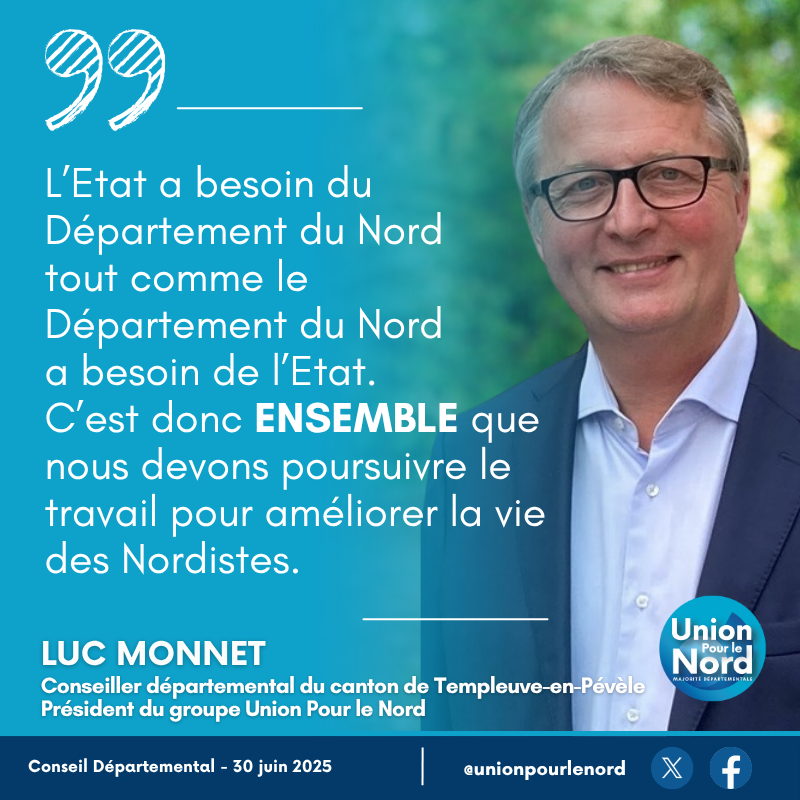 [🔴 Direct #cd59] <a href="/LucMONNET/">Luc MONNET</a>, Conseiller Départemental du #Nord et Président du groupe Union Pour le Nord est intervenu en séance plénière pour la majorité départementale sur la présentation du rapport d'activité des services de l'Etat faite par Bertrand GAUME.