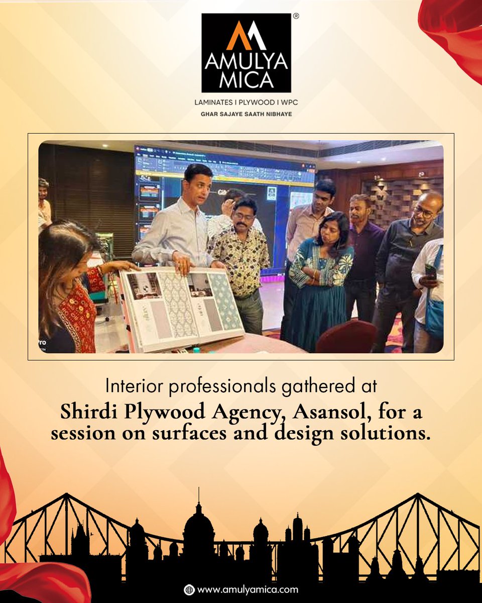 Amulya_Mica's tweet image. Interior experts gathered at Shirdi Plywood Agency, Asansol, for a creative session on smart and stylish surface solutions. Held on 21st June 2025.
- - - - -
🌐: amulyamica.com
- - - - -
#AmulyaMica #InteriorDesignMeet #SmartSurfaces