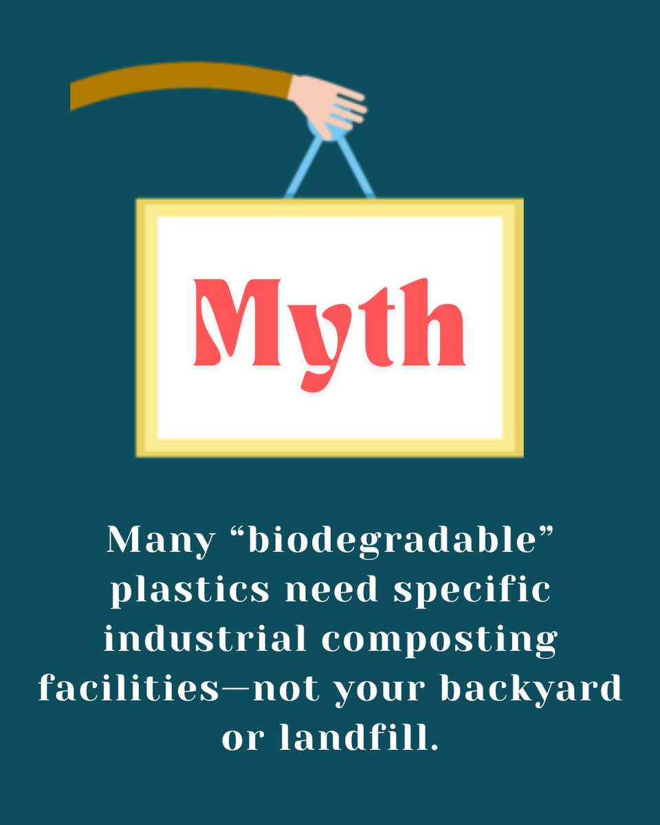 InWasterCo's tweet photo. "Not everything labeled biodegradable, will decompose anywhere."
Not quite! Most biodegradable plastics require special industrial composting facilities to break down properly. In a regular landfill — or your backyard — they can linger just like regular plastic. 🛑

Always check! https://t.co/EtK664Lhxg