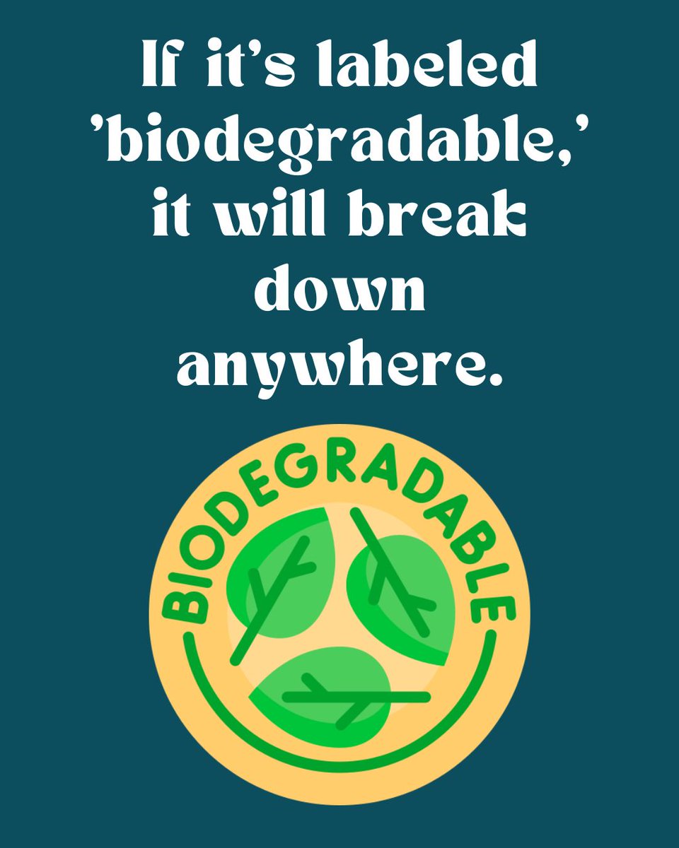 InWasterCo's tweet photo. "Not everything labeled biodegradable, will decompose anywhere."
Not quite! Most biodegradable plastics require special industrial composting facilities to break down properly. In a regular landfill — or your backyard — they can linger just like regular plastic. 🛑

Always check! https://t.co/EtK664Lhxg