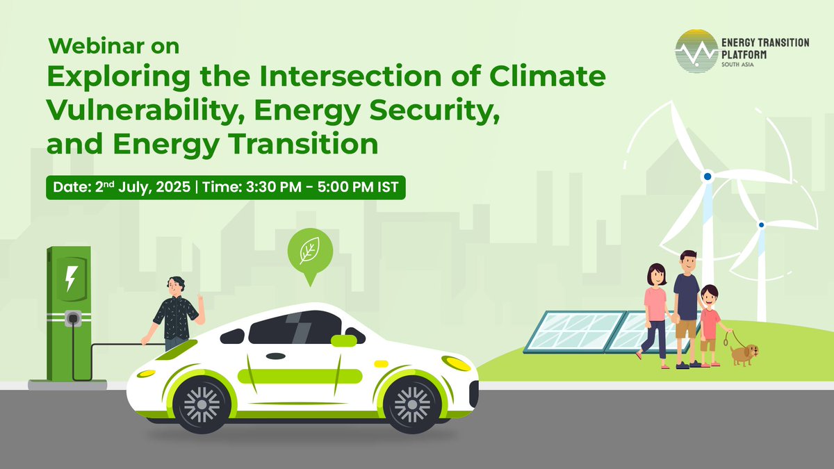 CE_Nepal's tweet image. How can we ensure a fair energy transition while tackling climate risks & energy security?
Join our #webinar on July 2 at 3:30 PM IST to explore solutions!
Zoom link: us06web.zoom.us/j/879729197612
#EnergyTransition #ClimateVulnerability #InclusiveTransition