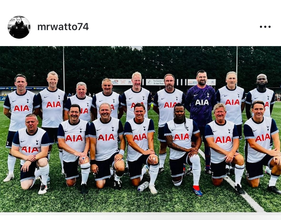 What a fabulous day raising funds for <a href="/EACH_hospices/">EACH</a> over 800 in the crowd to watch The England vets take on the spurs legends 
Fantastic hospitality from
<a href="/stivestownfc/">St Ives Town FC</a> 
What a kit supplied by <a href="/VX3apparel/">VX3</a>