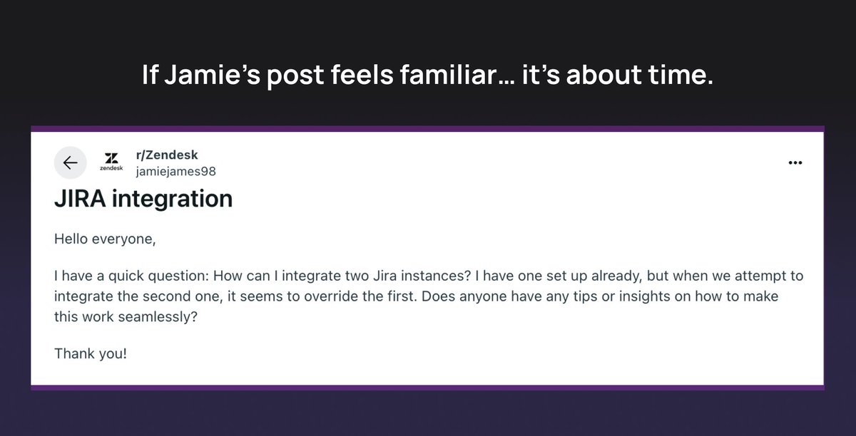 Dear Jamie, switching to Pluno Copilot for Zendesk would make this 𝘫𝘶𝘴𝘵 𝘰𝘯𝘦 of the many problems you’d never have to deal with again.