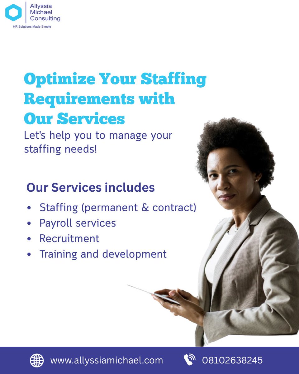 Allyssiamichael's tweet photo. Struggling with staffing headaches? We’ve got your back!
Finding the right talent can be tough but Allyssia Michael Consulting makes it easy, fast, and reliable. Whether it’s permanent, contract, or temp staff, we deliver the right fit for your business every time. https://t.co/0CaBGQ2noL