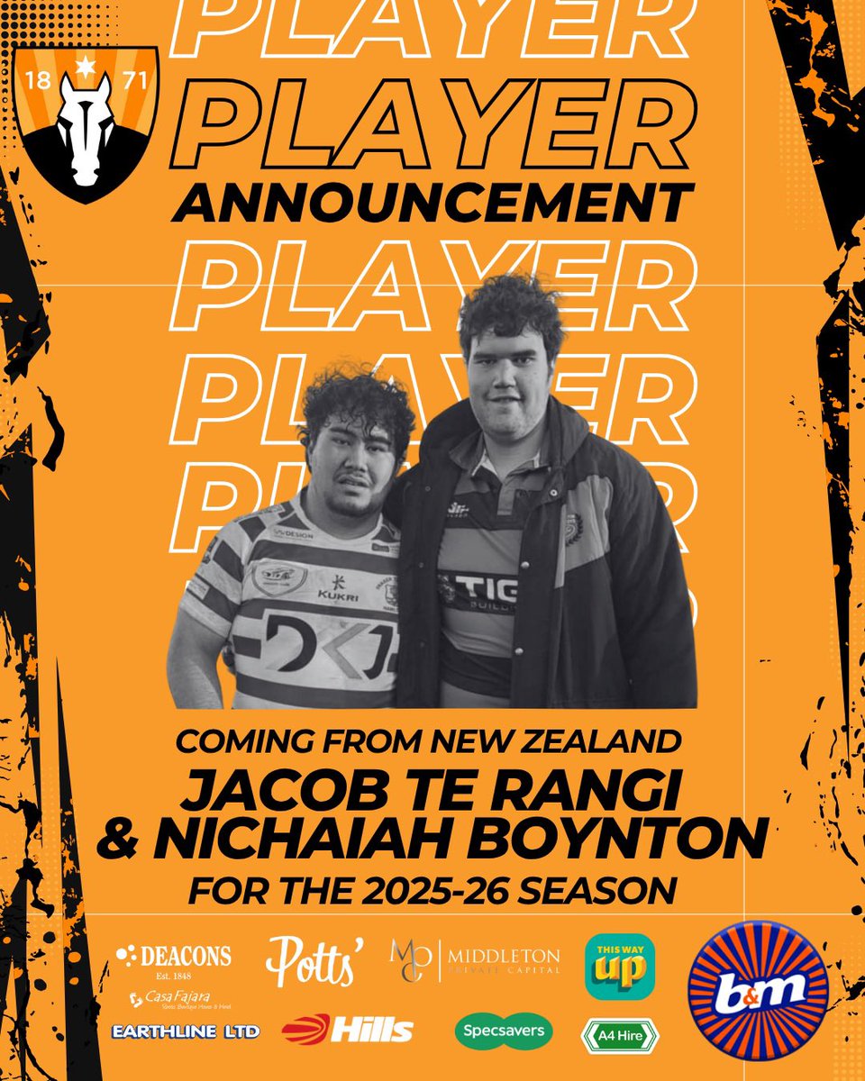 The Club Committee is delighted to announce not one, but two new signings ahead of the 2025–26 season!

We hope that you will all join us in welcoming Jacob (left) &amp; Nichaiah to <a href="/MarlboroughRFC/">Marlborough Rugby</a>… all the way from Hamilton in New Zealand!

#Marlborough #rugby #community #welcome