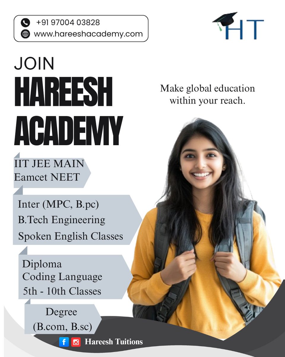 hareeshacademy8's tweet image. Join Hareesh Academy (make global education within your reach)

#HareeshacademyinHyderabad #Hareeshacademy #bestcoachinginstituteforjee #bestcoachingcentreforneet #Hareeshacademyecilcontactnumber