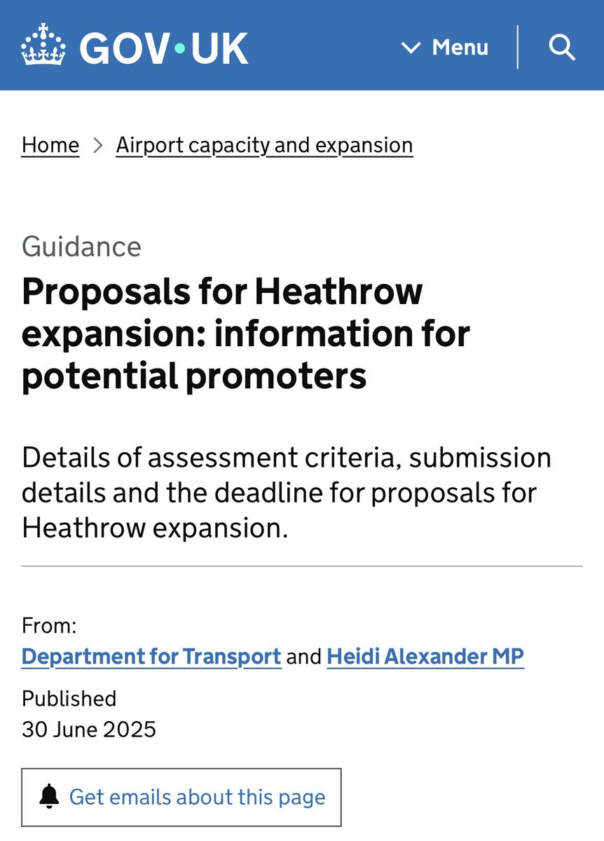 ✈️Gov’t invites 3rd runway proposals for <a href="/HeathrowAirport/">Heathrow Airport</a> - due by 31 Jul tinyurl.com/hn5y2pb8
Goals:✅Operational by 2035✅Privately funded✅Climate &amp; community compliant
All proposals to be scrutinised to ensure transparency, &amp; public accountability.
#HeathrowExpansionWatch