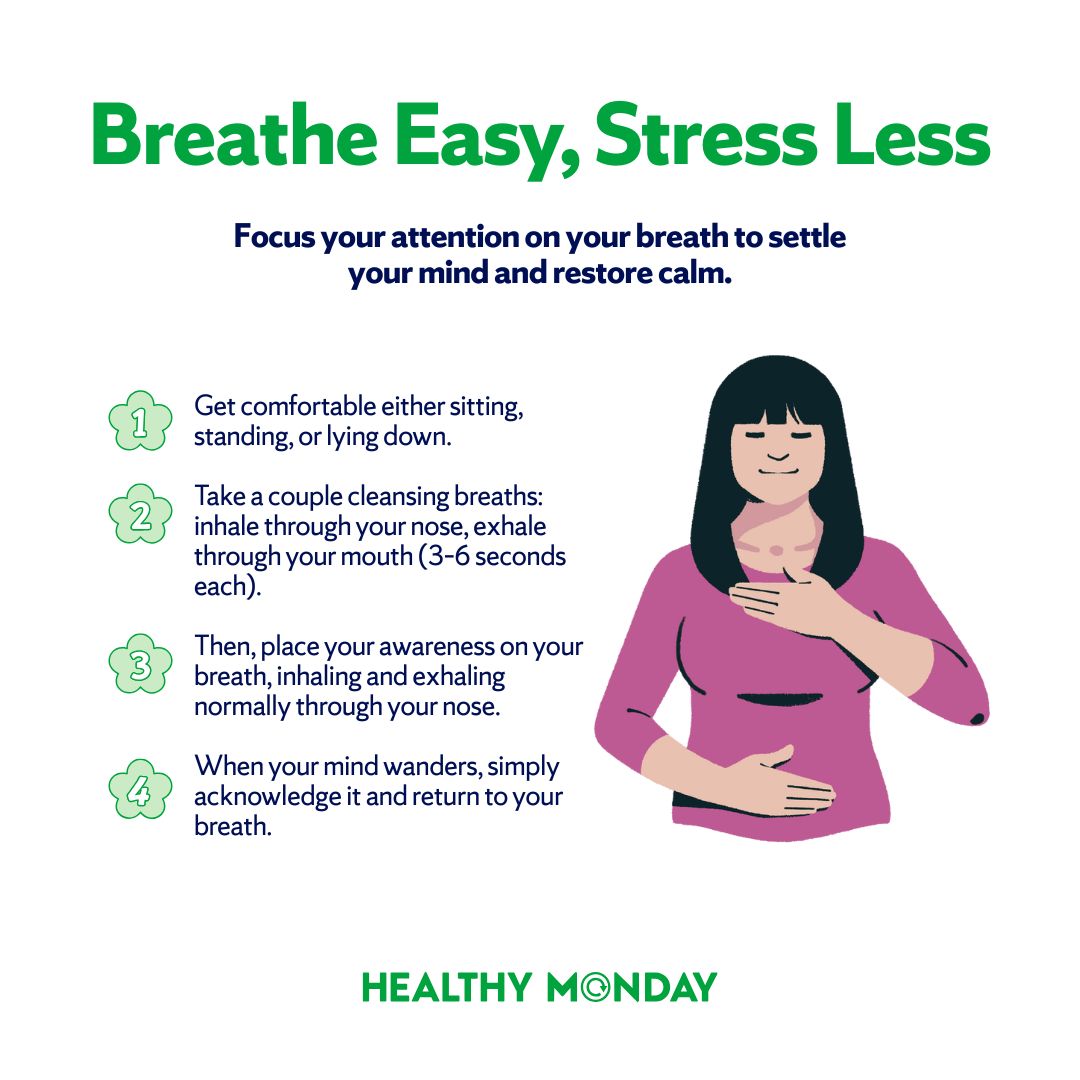 Have a lot going on this week? Take a one-minute pause to focus on your breath. #MindfulBreathing can lower stress and reset your focus in under 60 seconds. Keep this simple practice in mind—wherever summer takes you. buff.ly/FJ42Nj8 

#MindfulMonday #StressLess