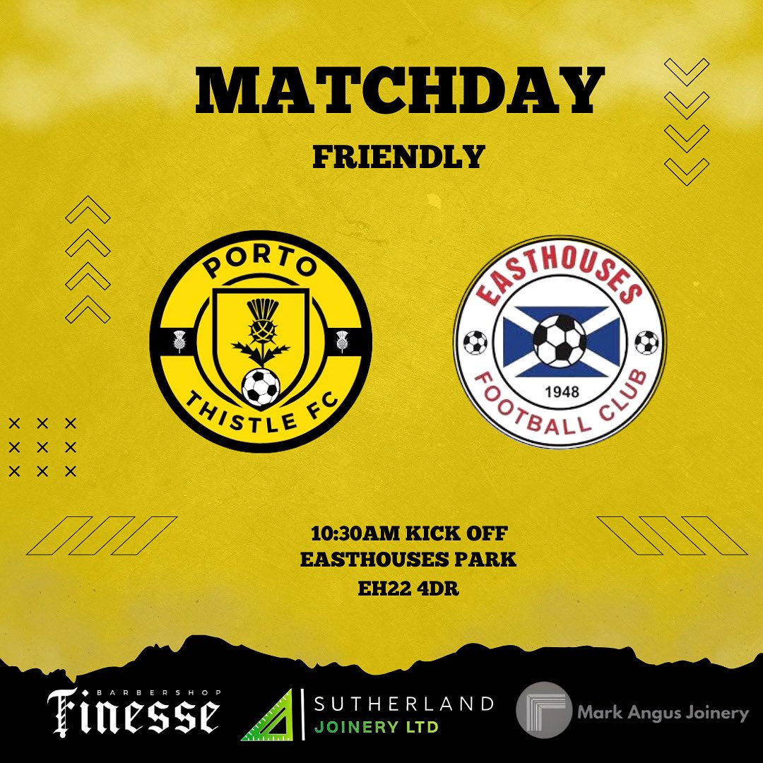 Porto Thistle FC (@portothistlefc) on Twitter photo This Sunday the journey begins our first ever match as a team, if anyone is at a loose end come along and support the lads hopefully see a few familiar faces🟡⚫️🔵
<a href="/EasthousesUTD25/">Easthouses UTD</a> This Sunday the journey begins our first ever match as a team, if anyone is at a loose end come along and support the lads hopefully see a few familiar faces🟡⚫️🔵
<a href="/EasthousesUTD25/">Easthouses UTD</a>