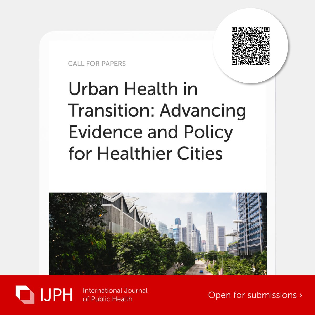 🚨 Call for Papers!

 "Urban Health in Transition" 🌆

Co-published by <a href="/IJPH_official/">International Journal of Public Health</a>  &amp; #PHR
- Mental health
- Inequities
- Nature-based solutions
- etc

📅 Abstracts by Oct 31, 2025
👉 ssph-journal.org/research-topic…

We hope we can count on your contributions!