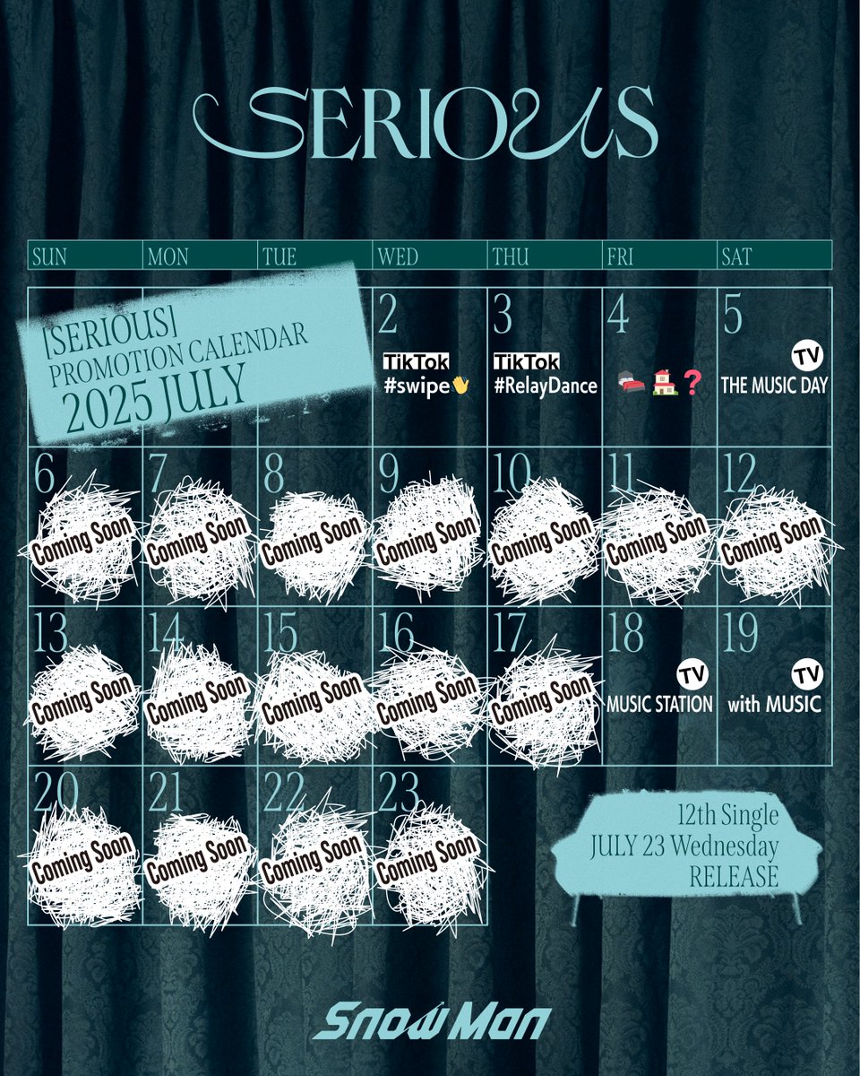 SN__20200122's tweet photo. #SnowMan 'SERIOUS' 
PROMOTION CALENDAR🗓️

#SnowMan_SERIOUS https://t.co/Pegr6ZgKbj