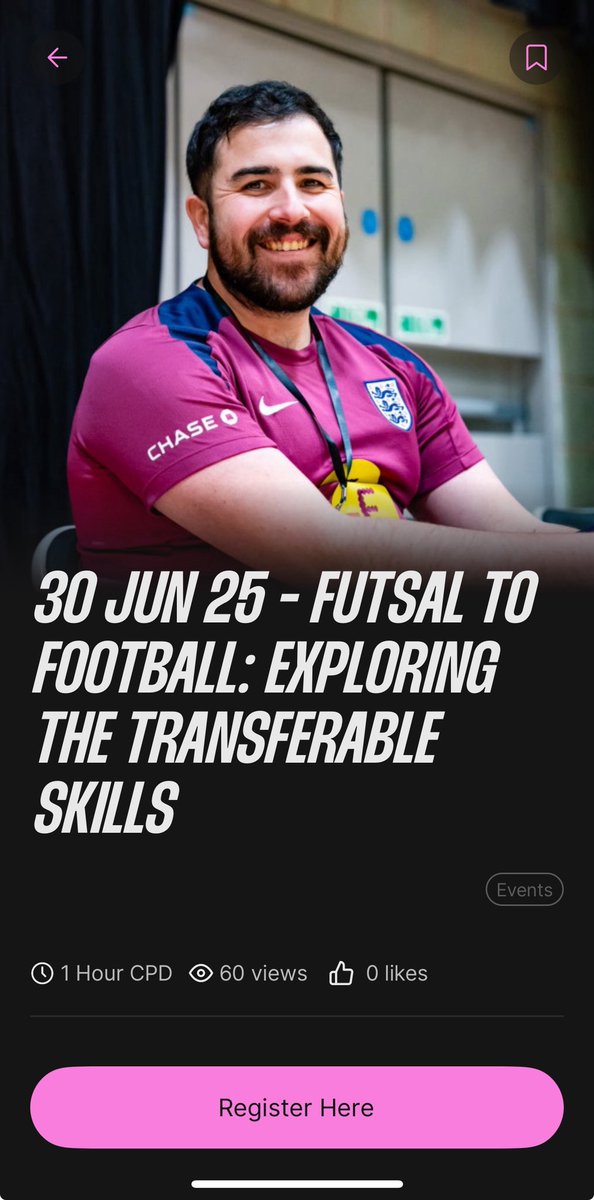 ⚽️🧠Futsal 2 Football : Exploring the Transferable Skills 

Looking forward to delivering this tonight for ENGLAND FUTSAL &amp; great to see it promoted through the ICS Pro App

Register through: 
membership.mygameday.app/regoform.cgi?f…