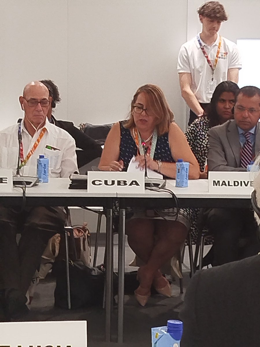 Participamos en evento paralelo sobre Financiación para el Desarrollo para los Pequeños Estados Insulares en Desarrollo (PEID) . Destacamos que enel caso de #Cuba los retos que enfrentan los PEID se exacerban debido al bloqueo de los Estados Unidos contra Cuba. #FFD4Sevilla