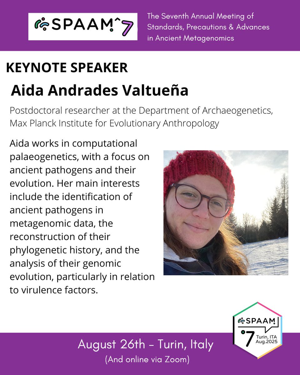 spaam_community's tweet image. We are thrilled to announce our keynote speaker for #SPAAM7 – Aida Andrades Valtueña!🎉
@aidaanva