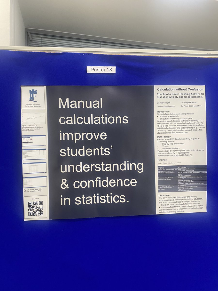 NDeanMarshall's tweet image. Had a fantastic time last week presenting with Kieran Lyon about our work on Manual Calculations and how they can be used to improve students understanding and confidence in statistics! We are still recruiting but preliminary findings are promising #UKSTEMConf25