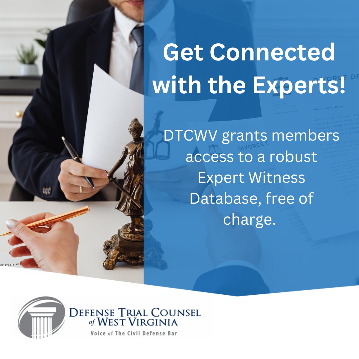 DTCWV’s comprehensive Expert Witness Database can connect you with field-specific experts who can provide specialized testimony or in-depth analysis. Membership has its benefits. dtcwv.org/members-area/ 

#DTCWV #DTCWVExpertWitness