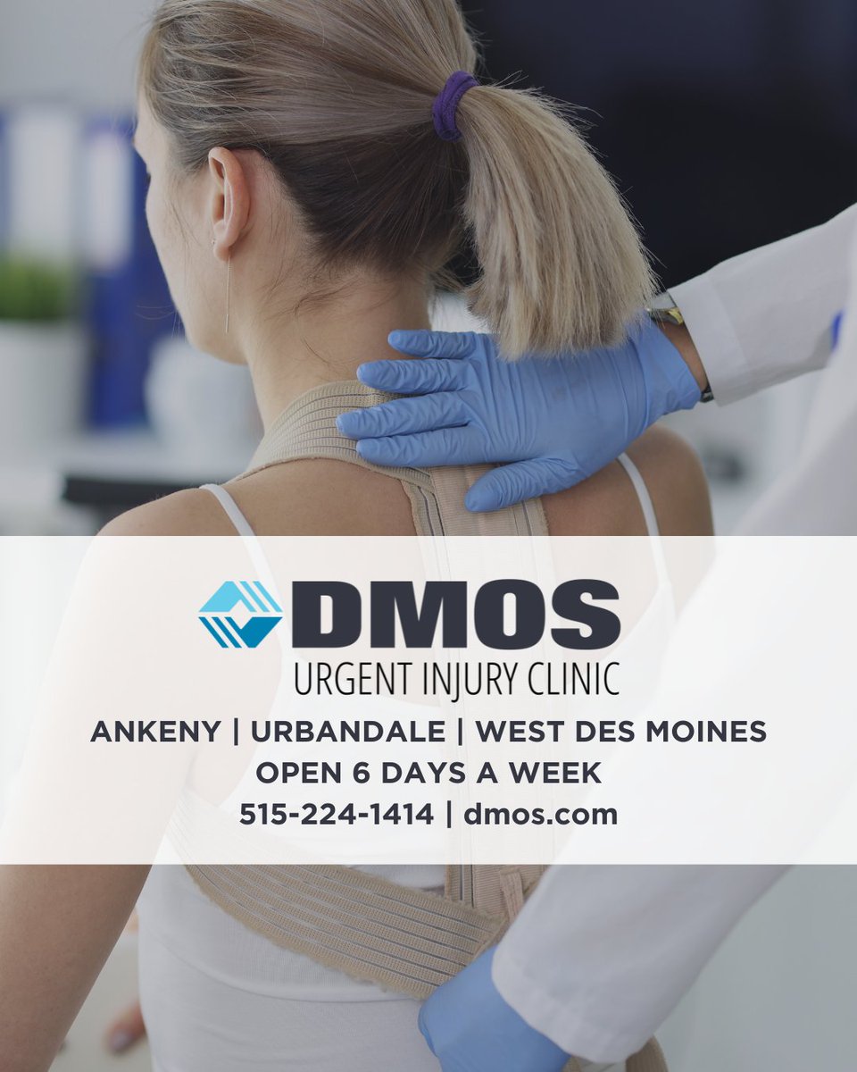 Don't tough out back pain. The DMOS Urgent Injury Clinic is here to help. Walk in to one of our three locations for expert orthopedic care.

Relief starts here! To learn more and view current wait times, visit tinyurl.com/3jhuxtzj. #orthopedics #urgentinjury