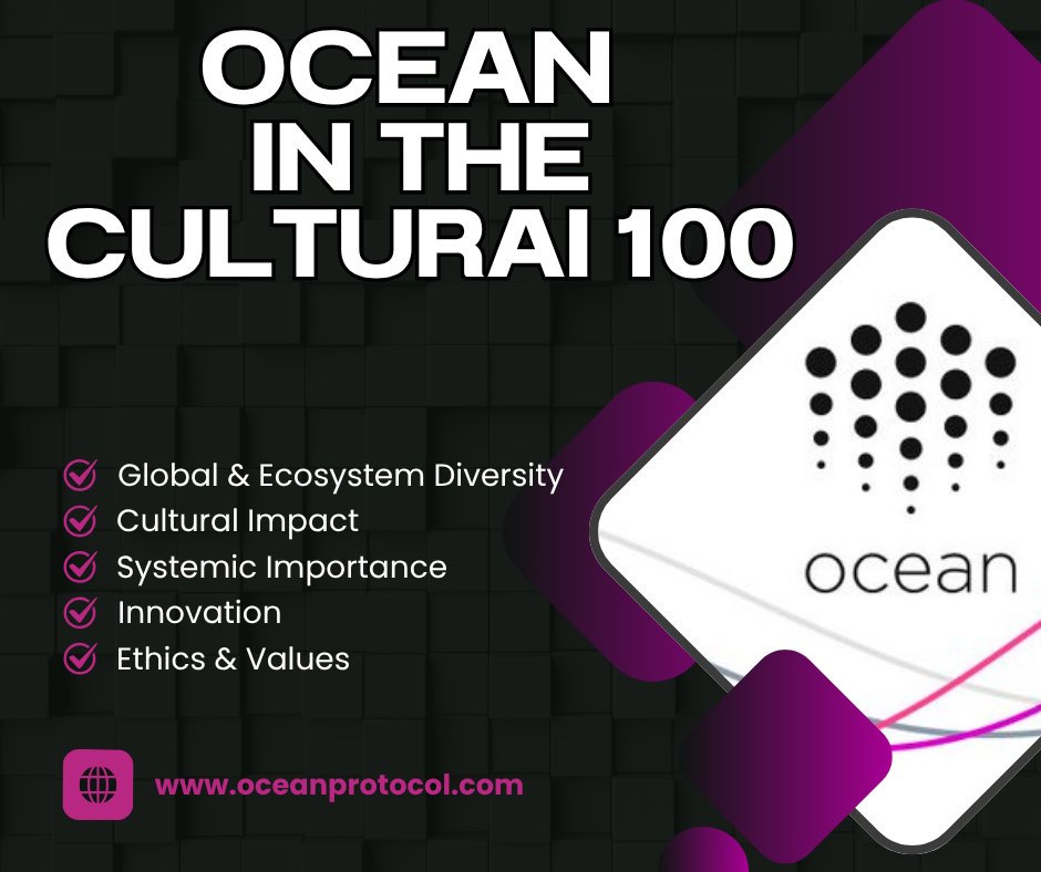 🥳 <a href="/oceanprotocol/">Ocean Protocol</a> made it into the CulturAI 100 — a list of the top 100 AI companies shaping the frontiers of global culture, curated by <a href="/hubculture/">Hub Culture</a>! 

Next to names like <a href="/OpenAI/">OpenAI</a>, <a href="/MistralAI/">Mistral AI</a>, <a href="/AnthropicAI/">Anthropic</a>, and decentralised projects like <a href="/opentensor/">Openτensor Foundaτion</a>, Ocean stands out for building