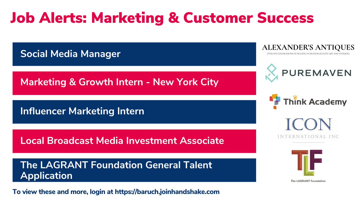 Check out these employment opportunities, including summer 2026 internships, on Handshake! Explore and apply here: bit.ly/3VpAt6e

#BaruchCollege #BeBaruch #ZicklinPride #EventsAtTheGCMC