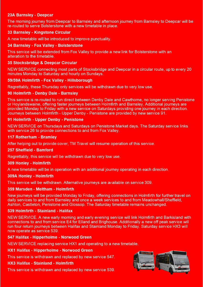 From Sunday 20th July 2025 there will be changes to some of our bus services. A summary of the changes is below. New timetables will be available on our website soon.