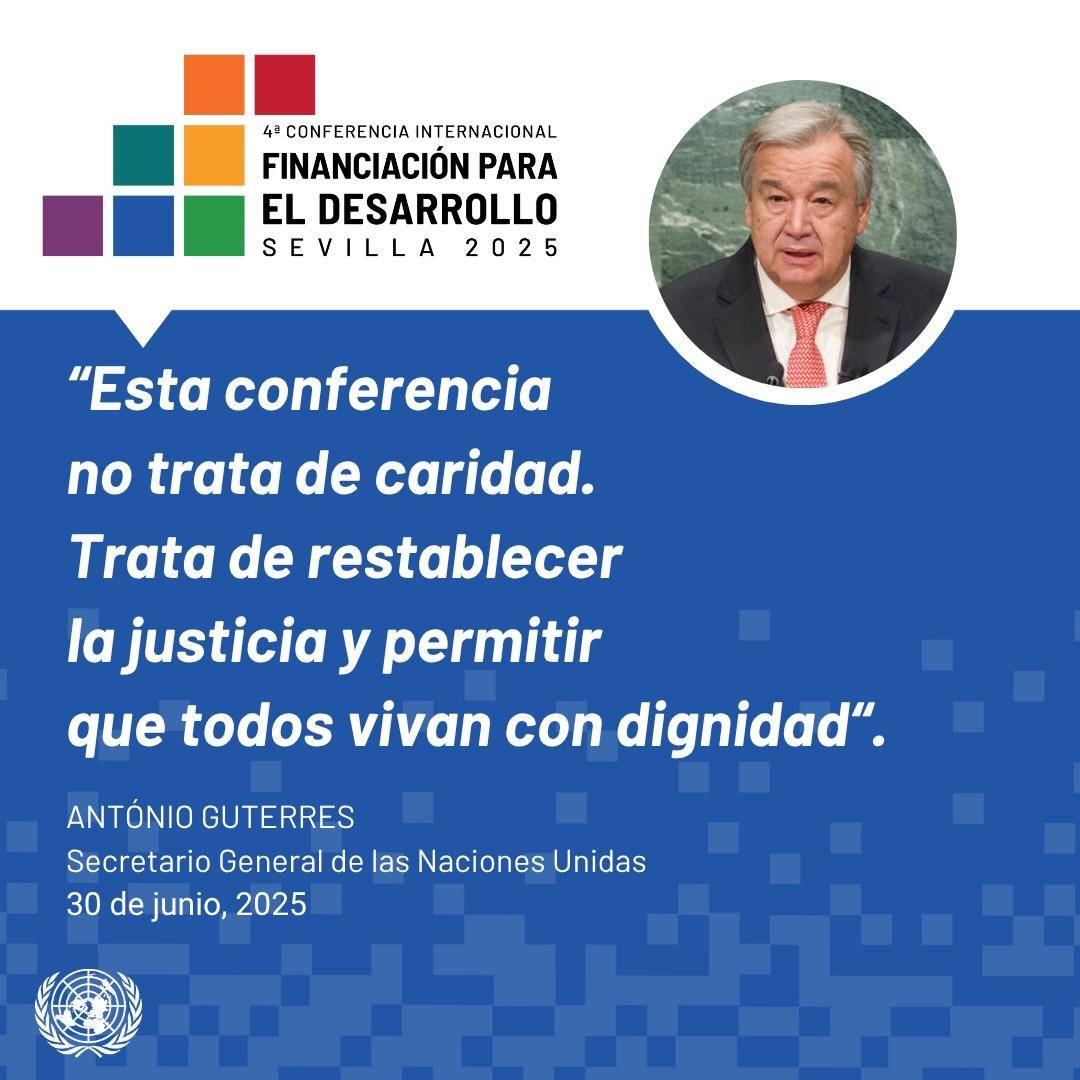 ONU Noticias México (@cinumexico) on Twitter photo “Esta conferencia no trata de caridad.
Trata de restablecer la justicia y de garantizar vidas con dignidad”.
— <a href="/antonioguterres/">António Guterres</a> en la #FFD4 hizo un llamado a los líderes mundiales a ver esto como una oportunidad para invertir en el futuro que queremos construir juntos. “Esta conferencia no trata de caridad.
Trata de restablecer la justicia y de garantizar vidas con dignidad”.
— <a href="/antonioguterres/">António Guterres</a> en la #FFD4 hizo un llamado a los líderes mundiales a ver esto como una oportunidad para invertir en el futuro que queremos construir juntos.