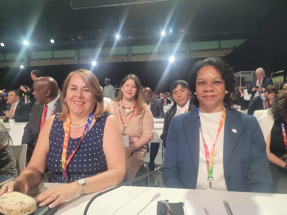 Participa delegación cubana presidida por Inés María Chapman en la IV Conferencia Internacional sobre Financiación para el Desarrollo. 
 #FFD4Sevilla #MujeresEnRevolución #Cuba <a href="/TeresaBoue/">@SecGFMC</a>