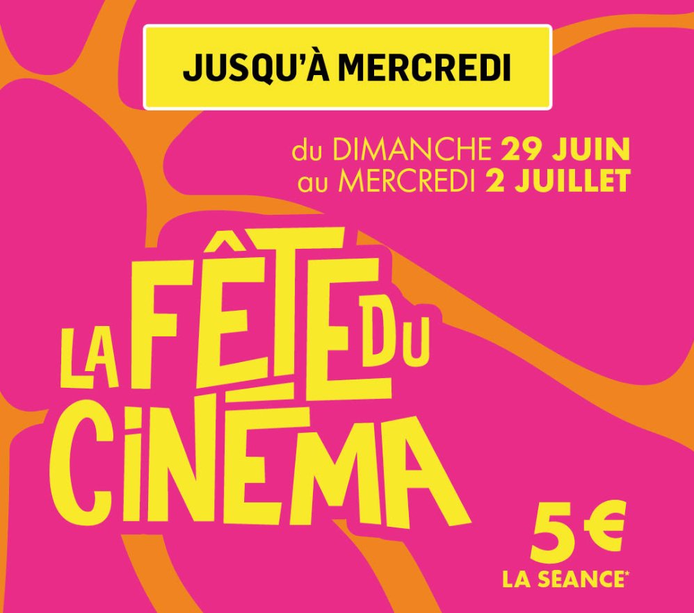 Vivez à fond votre amour du grand écran et profitez de La Fête du Cinéma ! Jusqu’à mercredi, toutes les séances sont à 5€ pour tout le monde, partout🍿 
➡️ feteducinema.com
#feteducinema #bonplan #cinema #film