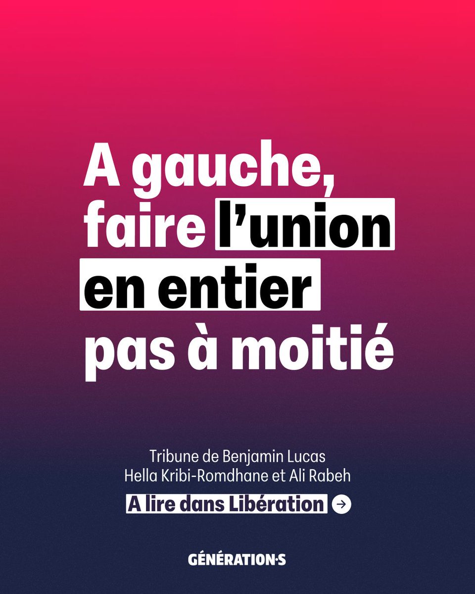 "Le 2 juillet, retrouvons-nous pour que cette union redevienne une force. Et surtout : une victoire. 

Nous l'avons déjà fait, cela s'est résumé en trois lettres : le NFP !"

Tribune de <a href="/Benjam1Lucas/">Benjamin LUCAS</a>, <a href="/alirabeh/">Ali Rabeh</a> et <a href="/HellaKribi/">Hella Kribi-Romdhane</a> à lire dans Libération : liberation.fr/idees-et-debat…
