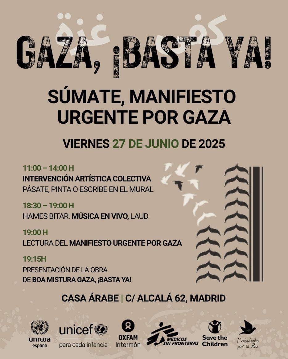 AlejandraORF's tweet image. 🇵🇸El viernes pasado @CCOO se sumó a este manifiesto urgente por Gaza y asistimos el acto convocado en @Casaarabe por sus promotores.

ccoo.es/noticia:730867…

🆘Hoy hacemos un nuevo llamamiento a sumarse a este grito colectivo por Gaza aquí👇

manifiestourgenteporgaza.es

@UnaiSordo