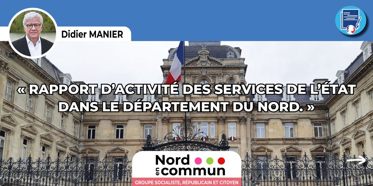 Ce matin, en plénière de <a href="/departement59/">Département du Nord</a>, <a href="/DidierManier/">Didier Manier</a> a exposé nos interrogations au <a href="/prefet59/">Préfecture de la région Hauts-de-France et du Nord</a> présentant le rapport d'activité des services de l'Etat. Moyens dédiés aux politiques départementales, logement indigne, prévention des risques naturels, protection de l'enfance...
