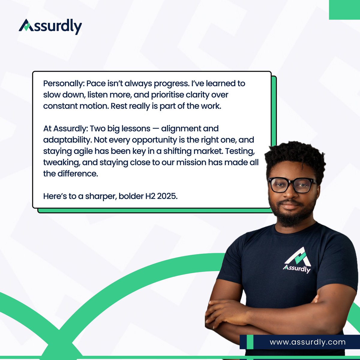 assurdly's tweet image. For us, it was clarity, challenge, and a reminder that progress isn’t always obvious.

Heading into H2 with focus and energy.
Got a product or idea to sharpen?
📍 Let’s make it count  assurdly.com

#H12025 #TeamReflections #LessonsLearned #ProductDevelopment #Assurdly