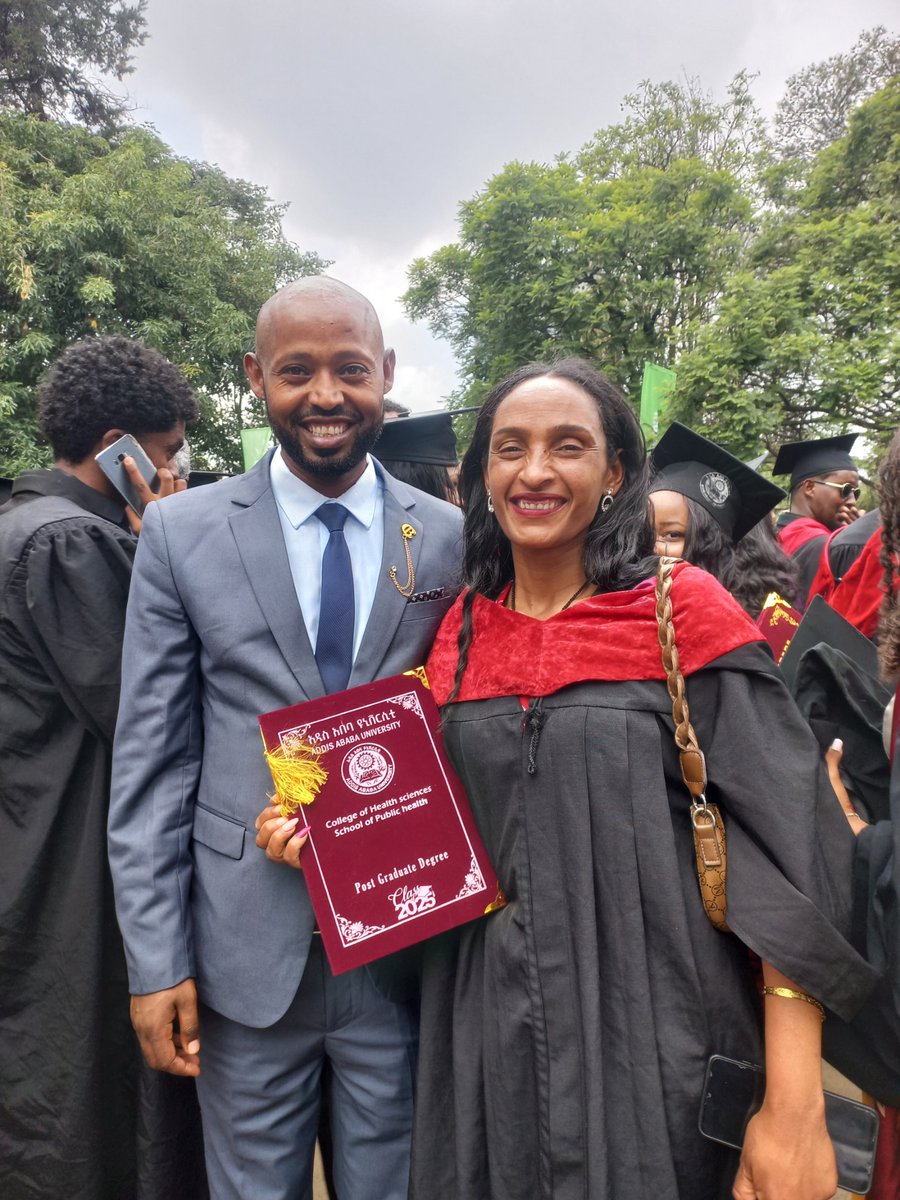Tesfahun_Abye's tweet photo. "An Outstanding Achievement; A Remarkable Milestone"
My wife, who is a mother of two shining daughters graduated with an MPH in epidemiology and biostatistics from AAU on June 28.
Her strength inspires us all. My love, Proud is not even close to describing it. https://t.co/RhLQUwyLrP