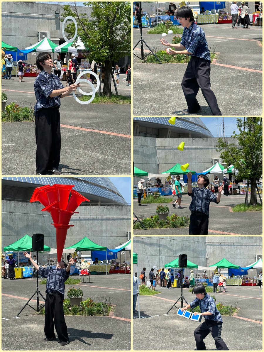 昨日の「ぶどうマルシェ🍇」には超人アマノンガーだけではなく大道芸人キャヴィも出演してきました🤹‍♀️

炎天下の下💦がんばってました🎭